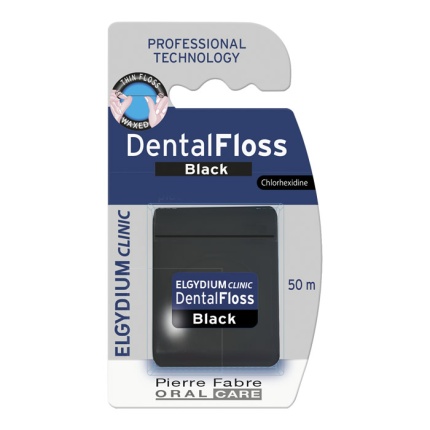 ELGYDIUM Clinic Dental Floss Black, Chlorhexidine, Μαύρο Οδοντικό Νήμα