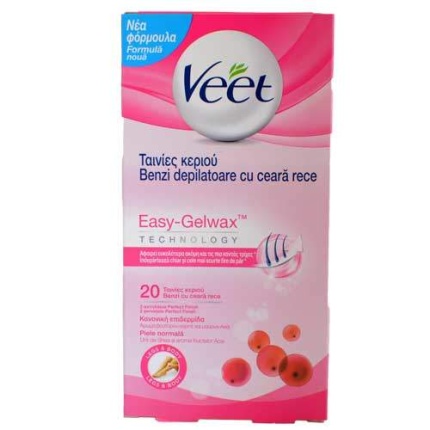 Veet Easy Gel-Wax , Ταινίες Κρύο Κερί Έτοιμες Για Χρήση 20τμχ