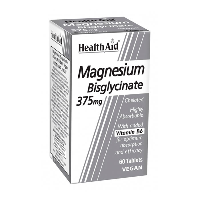 5019781056132 HEALTH AID Magnesium Bisglycinate 375mg 60tabs - Image 1