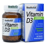HEALTH AID Vitamin D3 2000iu Φυσιολογική Λειτουργία του Ανοσοποιητικού 120 Ταμπλέτες