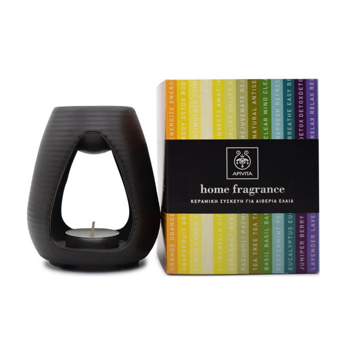 5201279006112 APIVITA Kεραμική Συσκευή για Αιθέρια Έλαια Μαύρη, 1 τεμάχιο