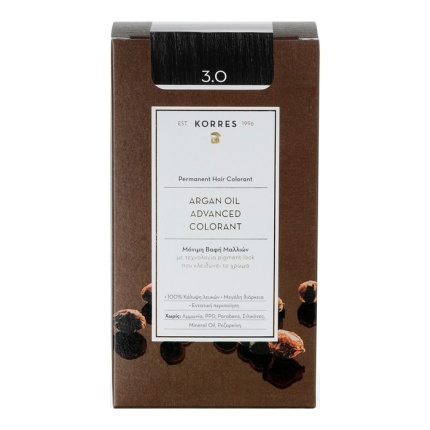 KORRES Μόνιμη Βαφή Μαλλιών Argan Oil Advanced Colorant DARK BROWN 3.0