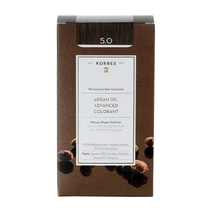 KORRES Μόνιμη Βαφή Μαλλιών Argan Oil Advanced Colorant LIGHT BROWN 5.0