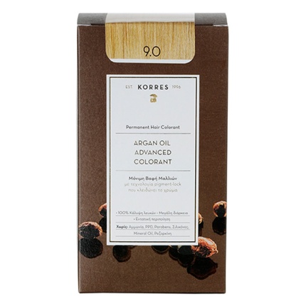 KORRES Μόνιμη Βαφή Μαλλιών, Argan Oil Advanced Colorant, VERY LIGHT BLONDE 9.0