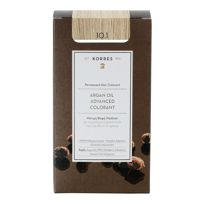 5203069062230-new KORRES Μόνιμη Βαφή Μαλλιών Argan Oil Advanced Colorant 10.1 Ξανθό Πλατίνας Σαντρέ