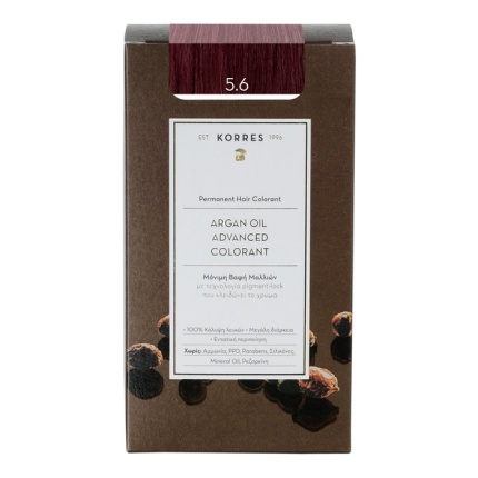 KORRES Μόνιμη Βαφή Μαλλιών Argan Oil Advanced Colorant 5.6 Καστανό Ανοικτό Κόκκινο