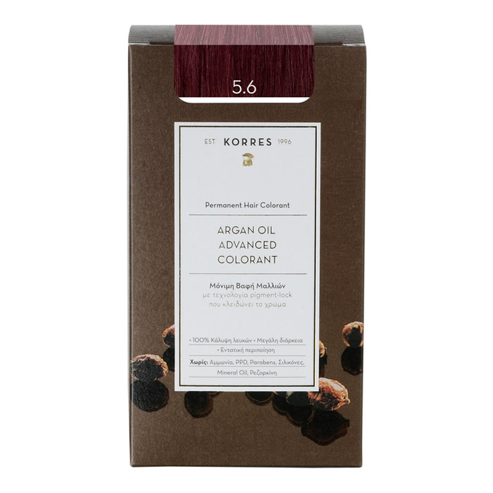 5203069062254-korres KORRES Μόνιμη Βαφή Μαλλιών Argan Oil Advanced Colorant 5.6 Καστανό Ανοικτό Κόκκινο