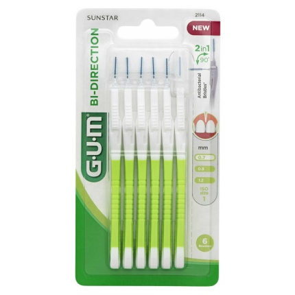 GUM Bi-Direction Μεσοδόντια Βουρτσάκια Αφαίρεση Πλάκας 0.7mm 6τεμ