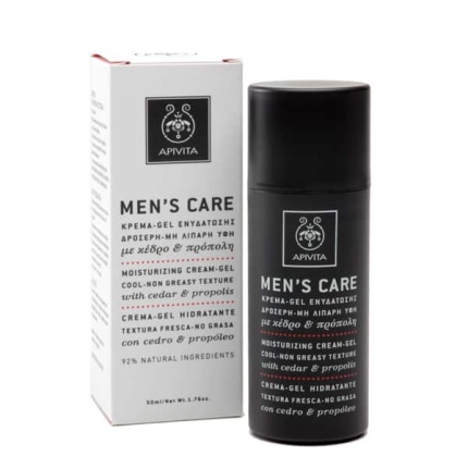 APIVITA MEN CREAM GEL κρέμα τζελ ενυδάτωσης δροσερή μη λιπαρή υφή με κέδρο & πρόπολη 50ml