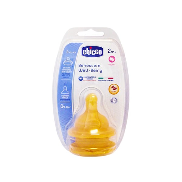 chicco-well-being-2pcs-medium-min CHICCO Θηλή Καουτσούκ Μέτρια Ροή 2m+ Σετ των 2