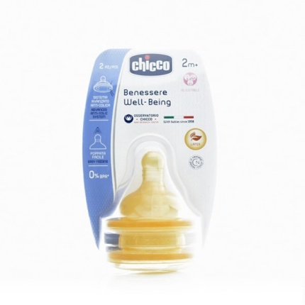 CHICCO Θηλή Καουτσούκ Ρυθμιζόμενη Ροή 2m σετ των 2