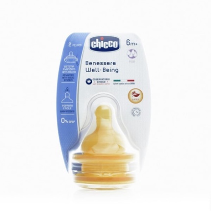 CHICCO Θηλή Καουτσούκ Ροή Φαγητού 6M+ Σετ των 2
