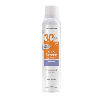 FREZYDERM Sun Screen Mousse SPF30, Αντηλιακό Προσώπου/Σώματος σε Μορφή Αφρού 200ml