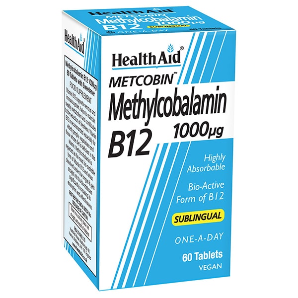 healrhaid-methylcobalamin-min HEALTH AID Methylcobalamin Metcobin B12 1000mg 60Ταμπλέτες - Image 1
