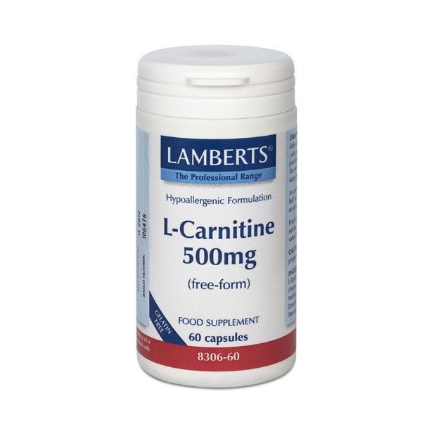 lamberts-l-carnitine-500mg-min LAMBERTS L-Carnitine 500mg, Καρνιτίνη 60 Caps - Image 1
