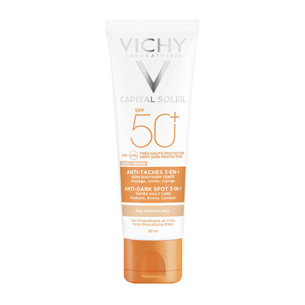 vichy-capital-soleil-spf50_anti-dark-spots-3-in-1-50ml Vichy Capital Soleil Anti-Dark Spot Tinted, Αδιάβροχη Αντηλιακή Κρέμα Προσώπου SPF50+ με Χρώμα