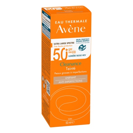 AVENE Cleanance Solaire, AVENE Αντηλιακό, Αντηλιακό Προσώπου, Αντηλιακό με Χρώμα, Αντηλιακό Ευαίσθητο Λιπαρό Δέρμα, Αντηλιακό ακμή, SPF50+