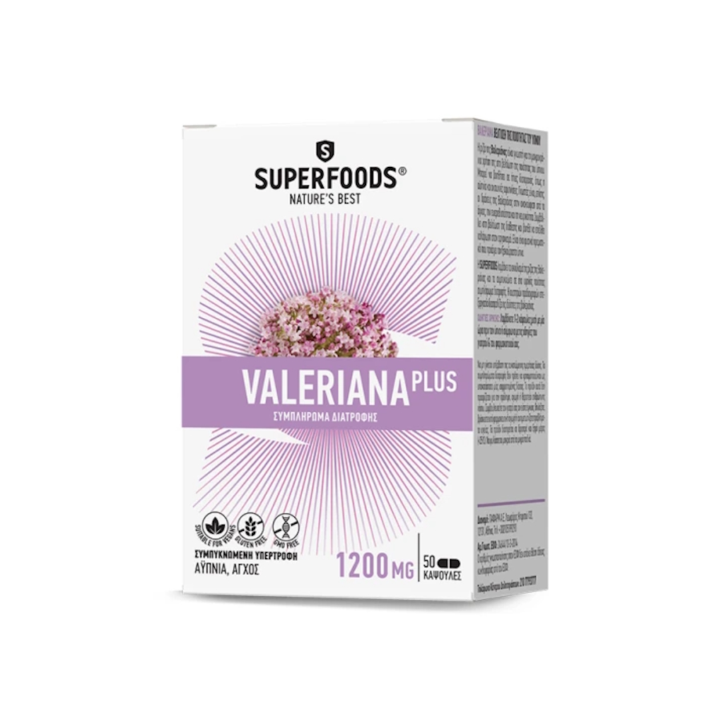 SUPERFOODS Valeriana Plus 50 Κάψουλες 300Mg Superfoods Valeriana