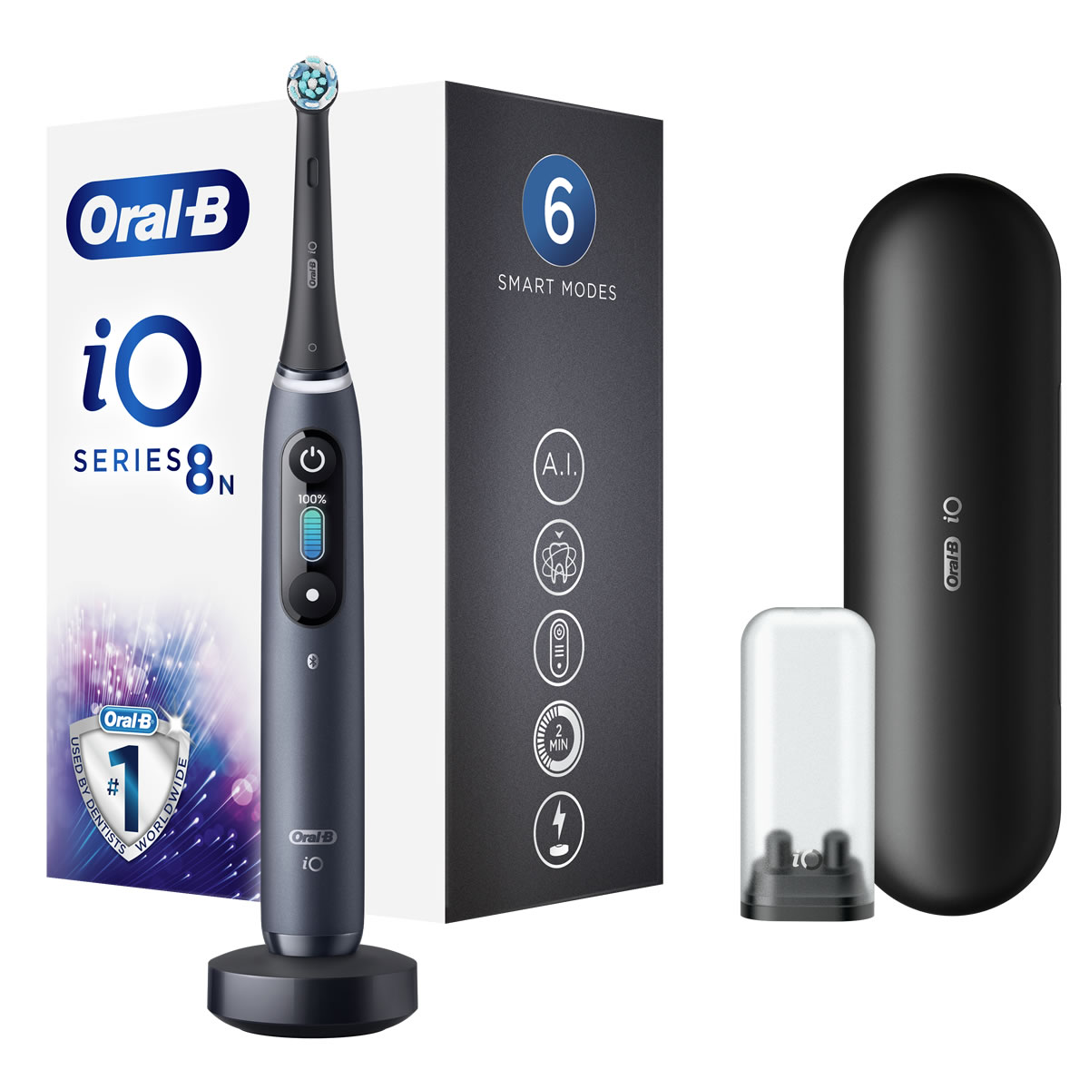 81769543_4210201424383_ORAL B iO8 MAGNETIC BLACK ONYX 3X1_PI ORAL-B iO Series 8 Hλεκτρική Οδοντόβουρτσα Magnetic Black Onyx - Image 1