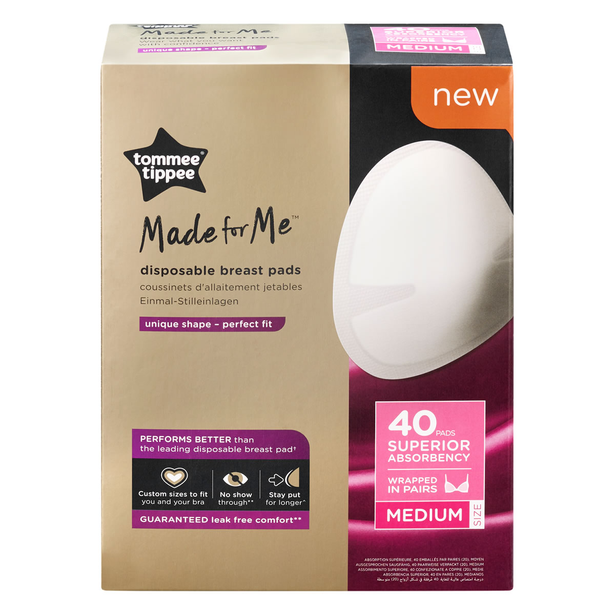 423634_40_Superior_Medium_Breast Pads_Pack TOMMEE TIPPEE Επιθέματα Στήθους Μίας Χρήσης Medium 40 τμχ - Image 1