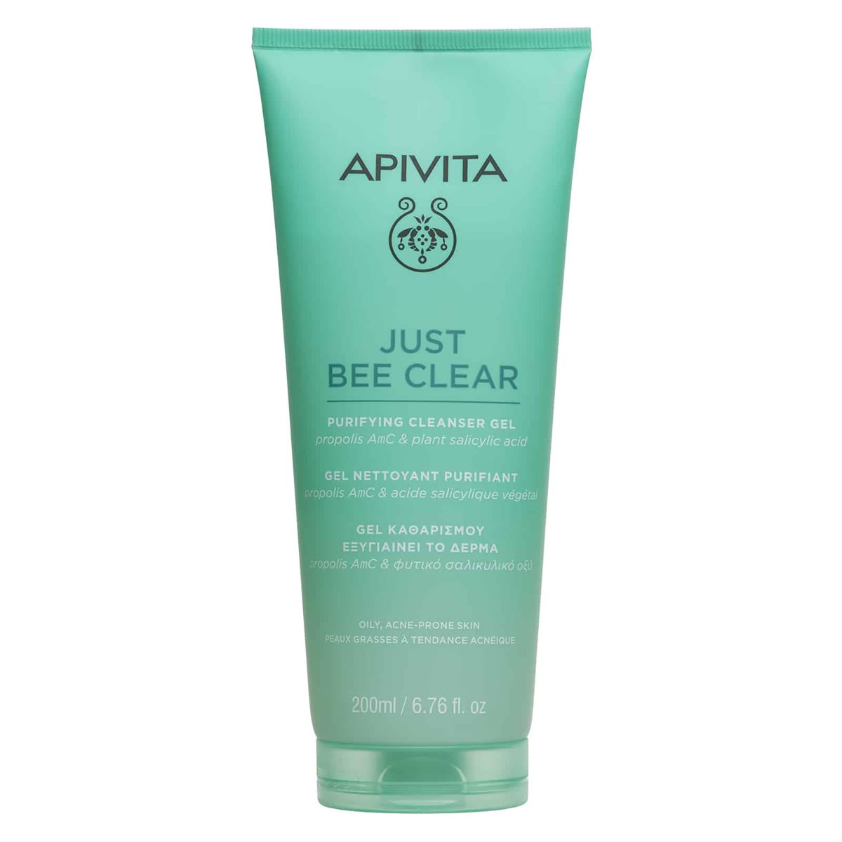 5201279099244 APIVITA, Just Bee Clear, Gel Καθαρισμού προσωπου, Εξυγιαίνει τη Λιπαρή Επιδερμίδα με Τάση Ακμής, 5201279099244