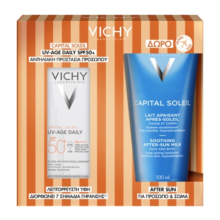 VICHY Capital Soleil UV-AGE DAILY SPF50+ antiliako enantia se kilides ritides, 5201100735709, antiliako prosopou leptorefsto
